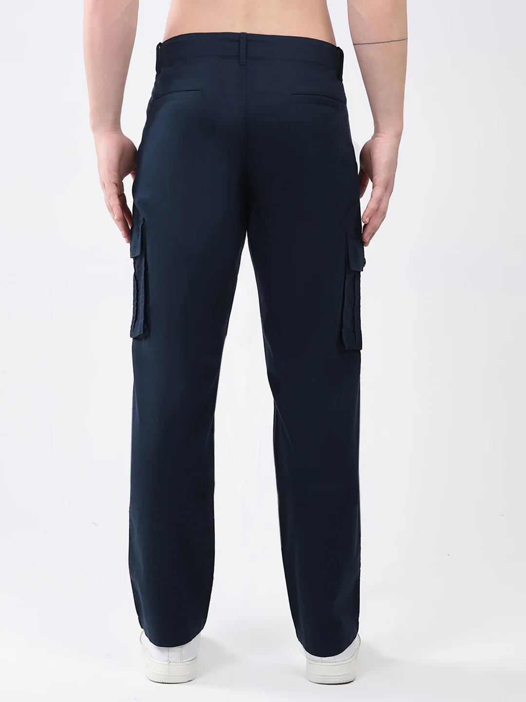 Rock.it Men Navy Blue Solid Straight Fit Cargo - Image 5