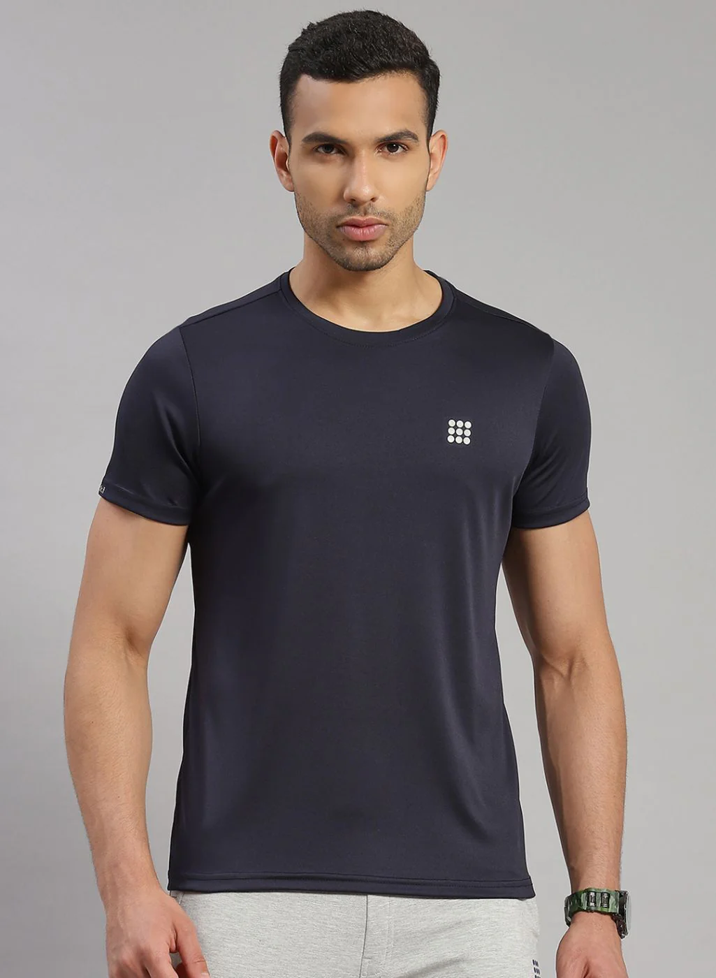 Rock.it Men Navy Blue Solid T-Shirt - Image 2