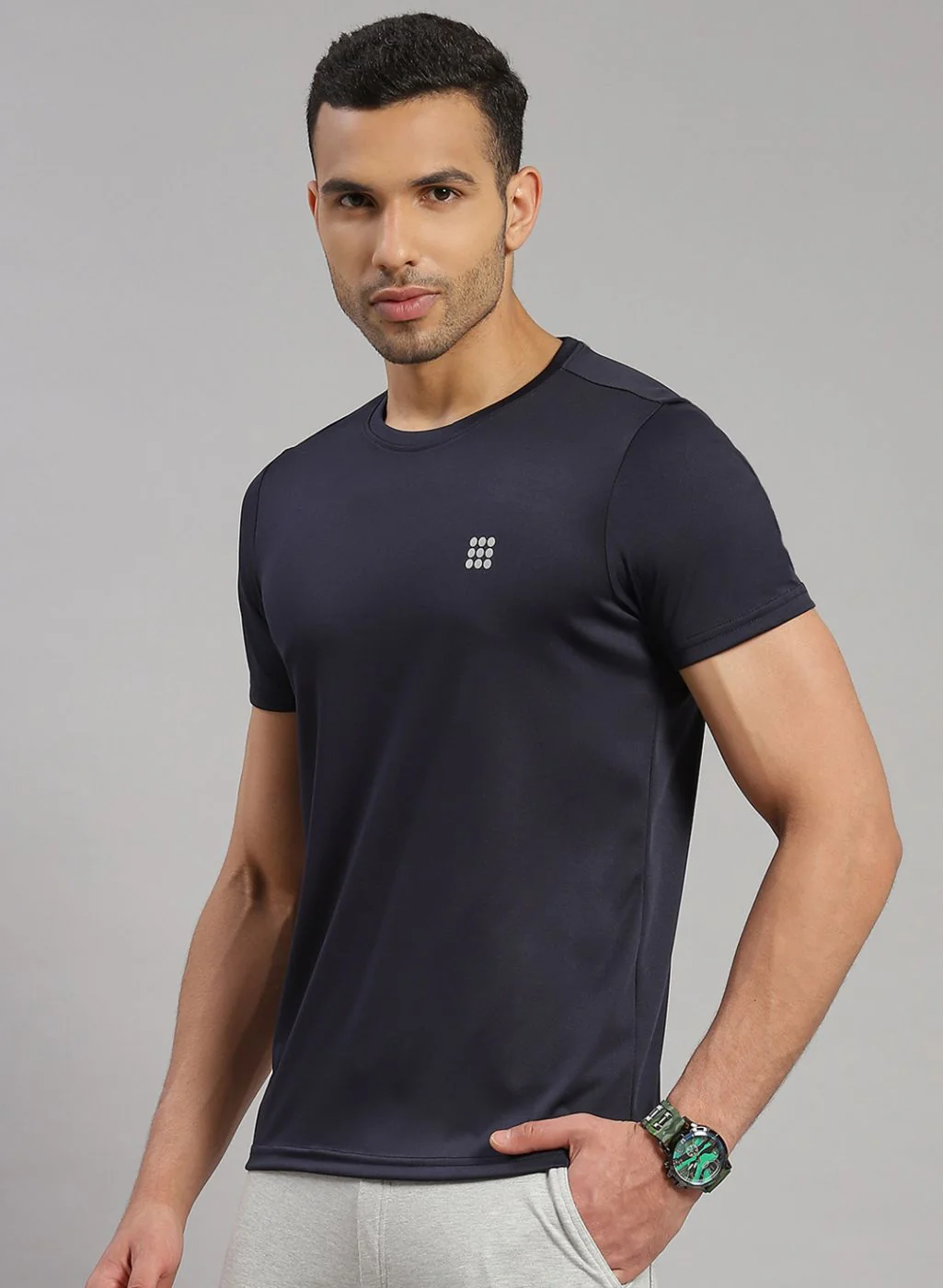 Rock.it Men Navy Blue Solid T-Shirt - Image 3