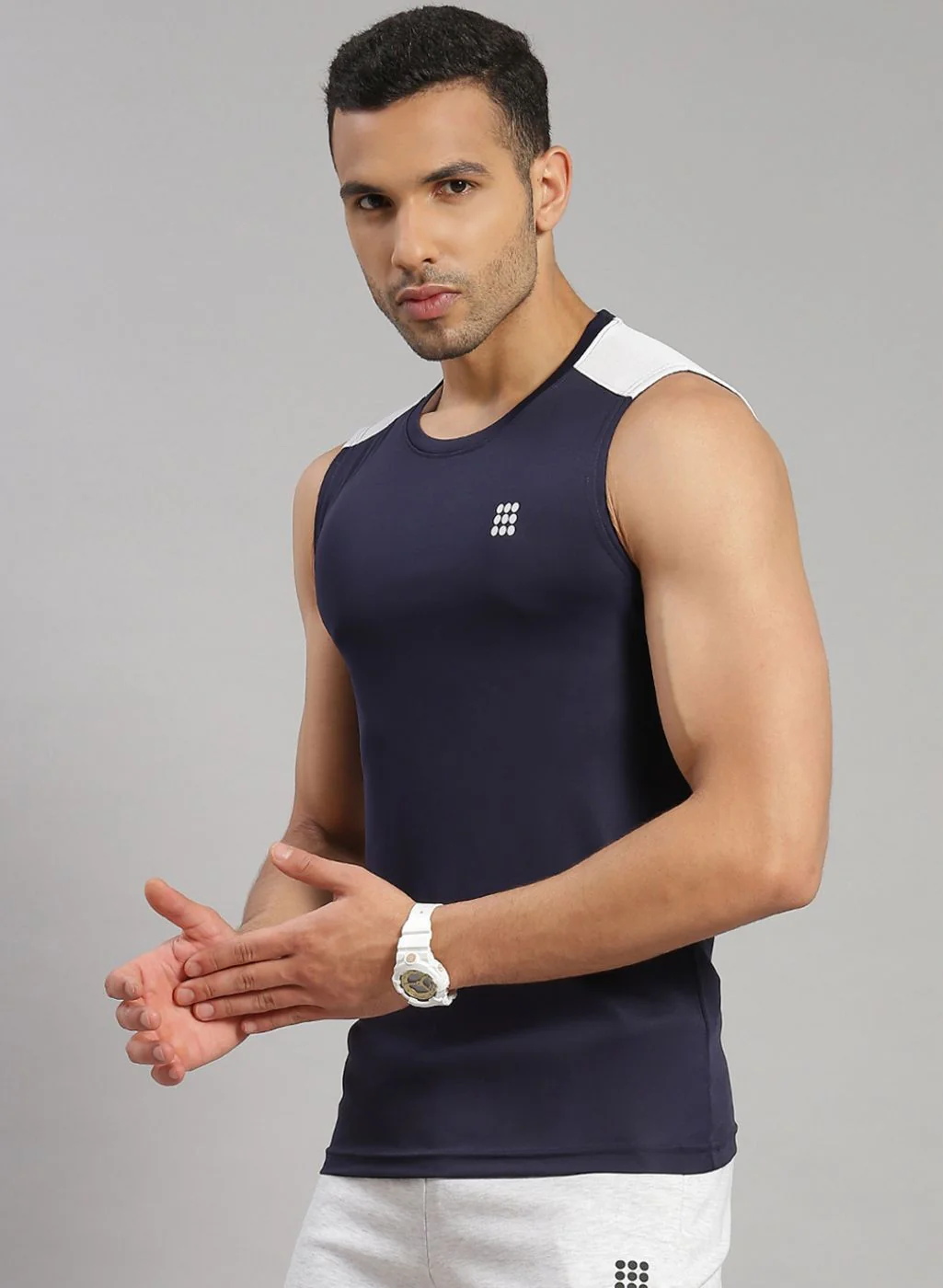 Rock.it Men Navy Blue Solid T-Shirt - Image 3