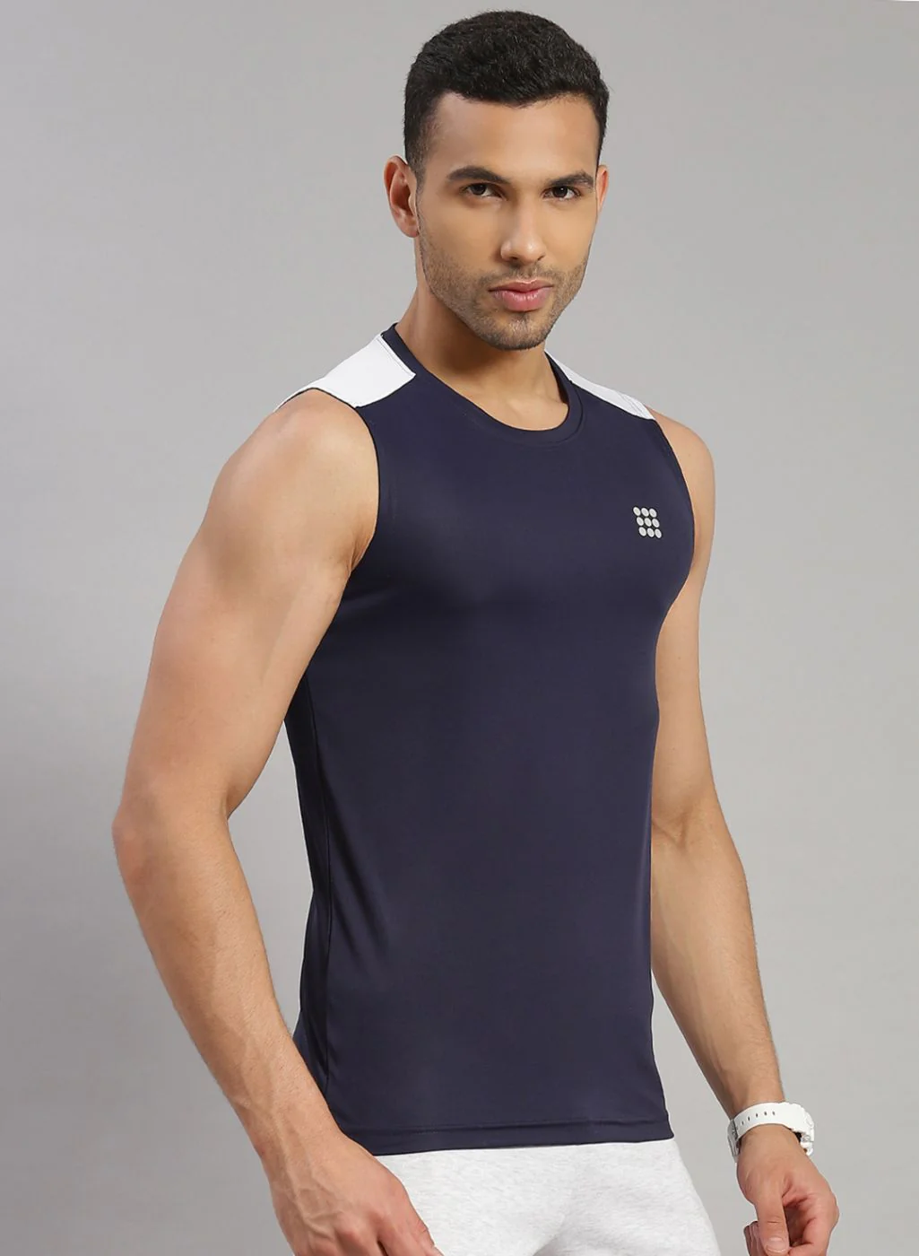 Rock.it Men Navy Blue Solid T-Shirt - Image 4