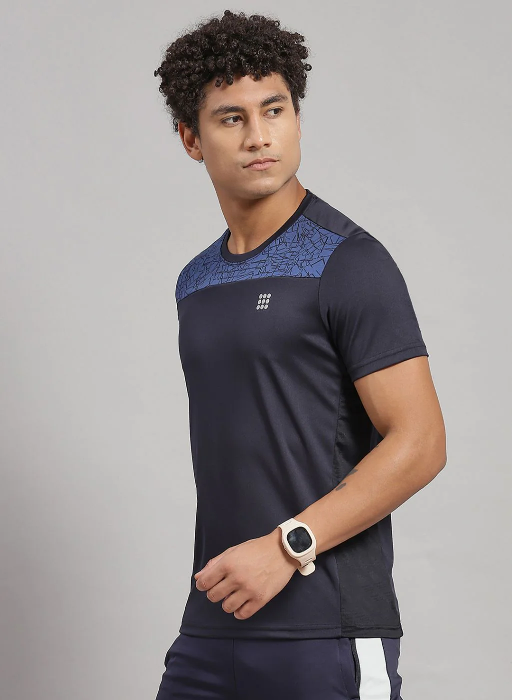Rock.it Men Navy Blue Solid T-Shirt - Image 2
