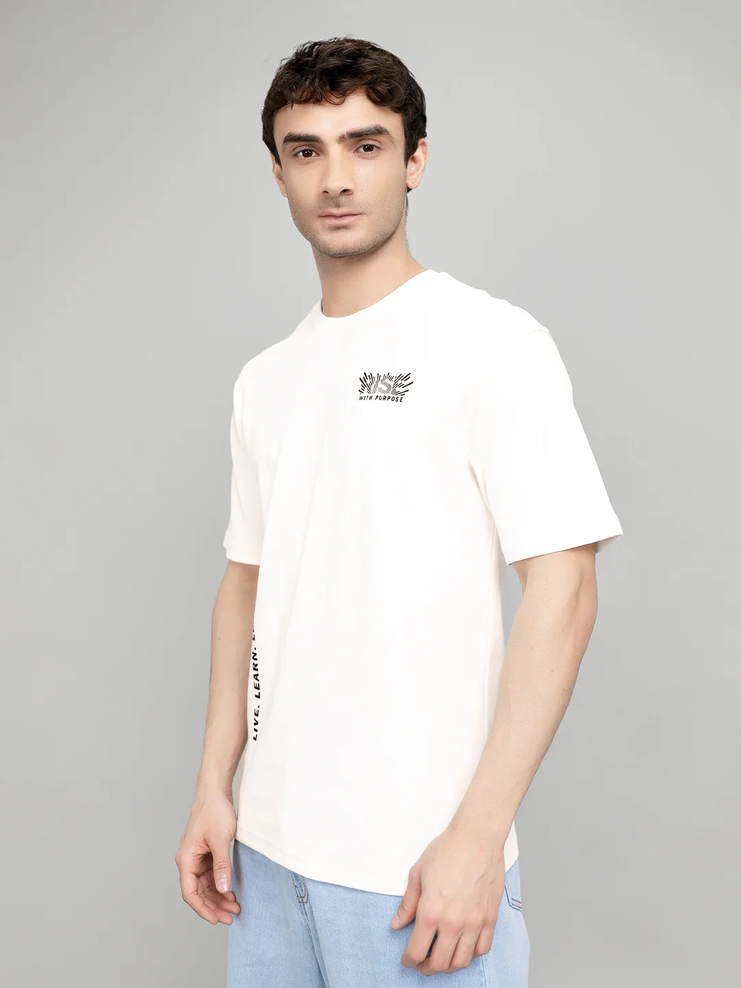 Rock.it Men Off White Back Printed Round Neck Half Sleeve T-Shirt - Image 2