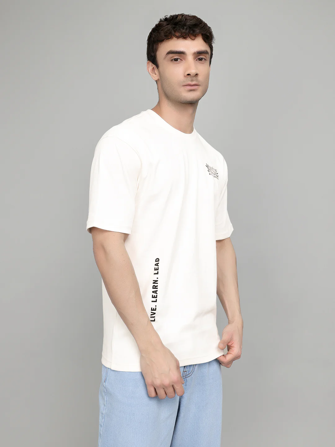 Rock.it Men Off White Back Printed Round Neck Half Sleeve T-Shirt - Image 3
