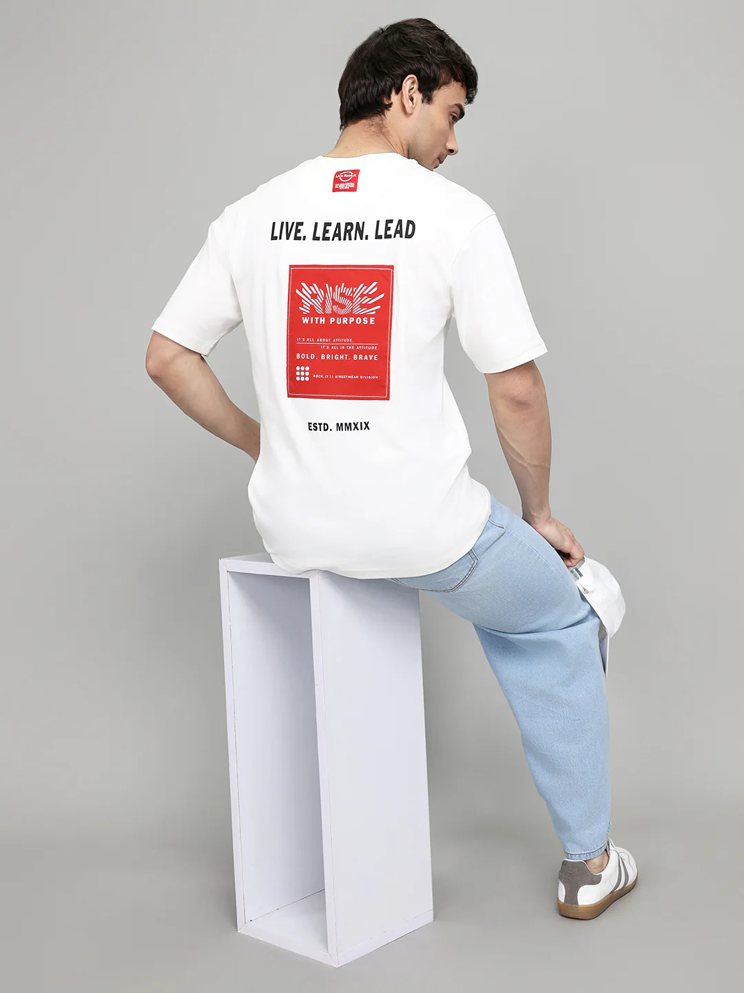 Rock.it Men Off White Back Printed Round Neck Half Sleeve T-Shirt - Image 6