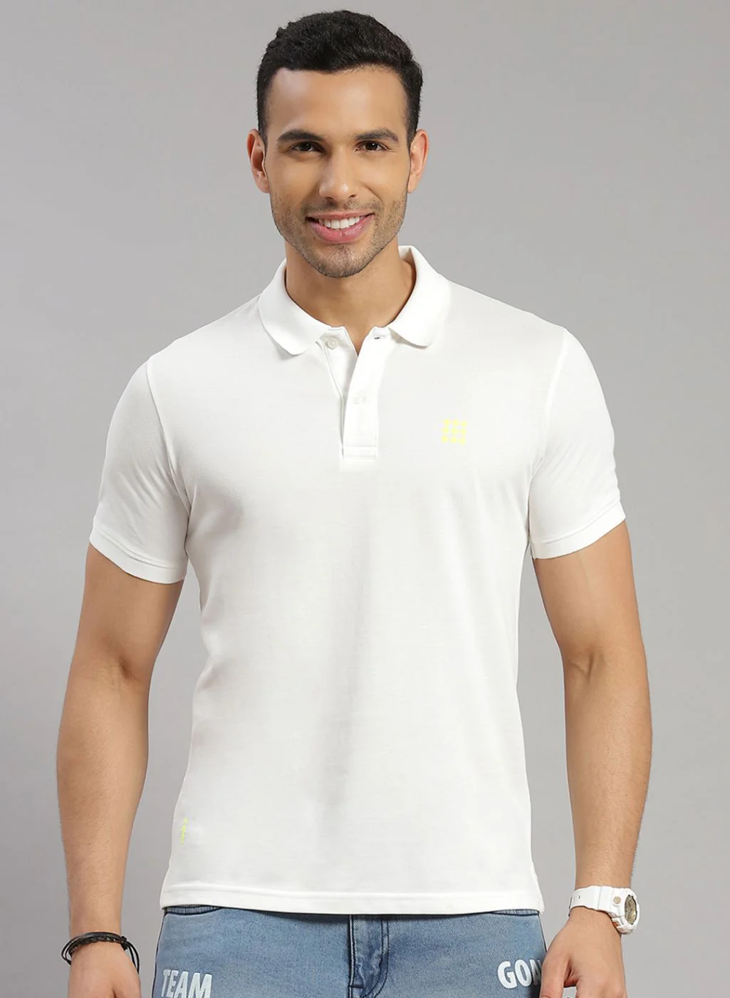 Rock.it Men Off White Solid T-Shirt - Image 2