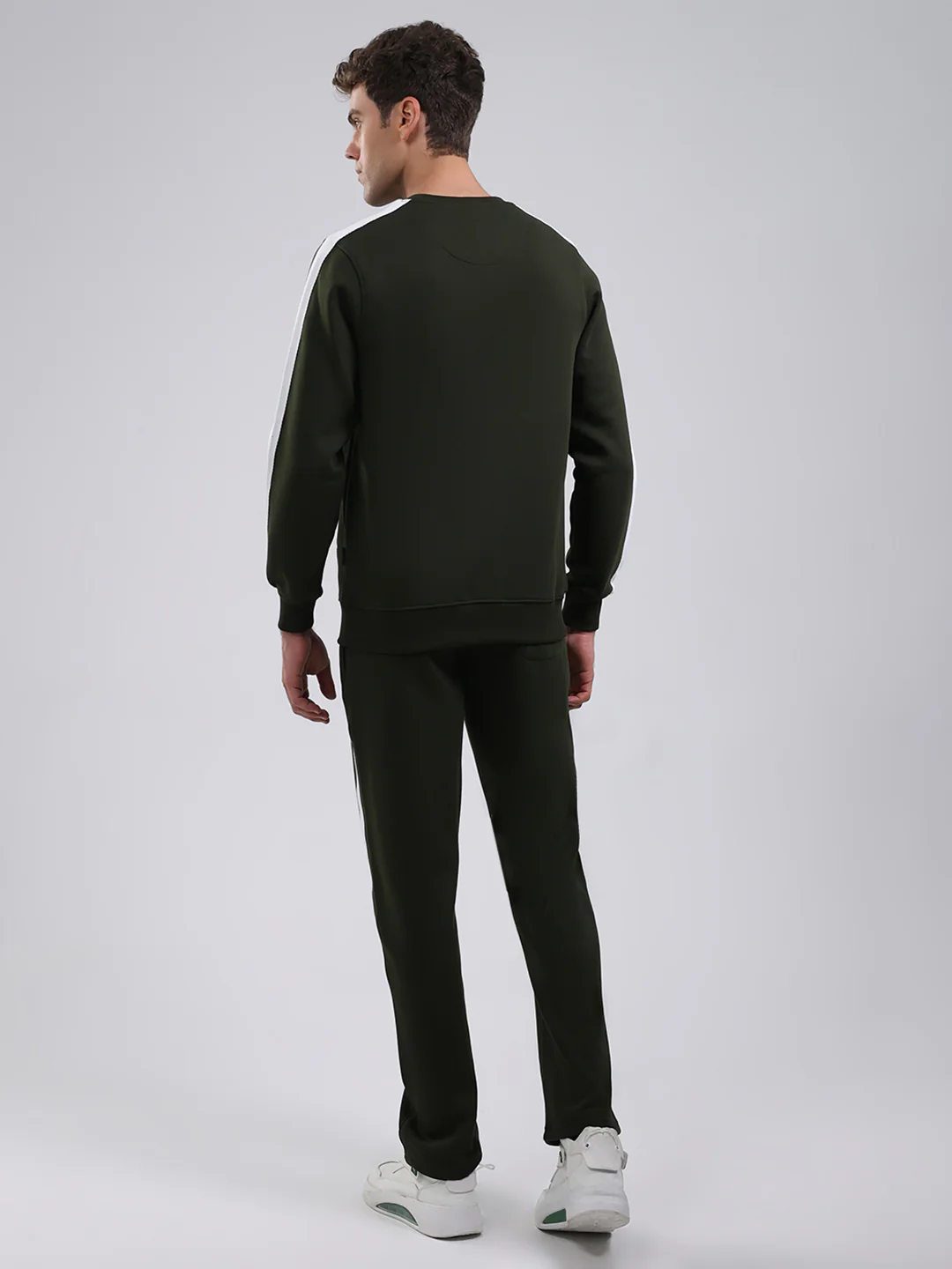 Rock.it Men Olive Printed Round Neck Full Sleeve Winter Tracksuit - Image 5