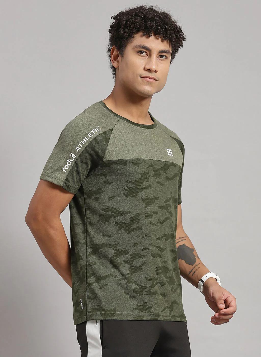Rock.it Men Olive Printed T-Shirt - Image 3