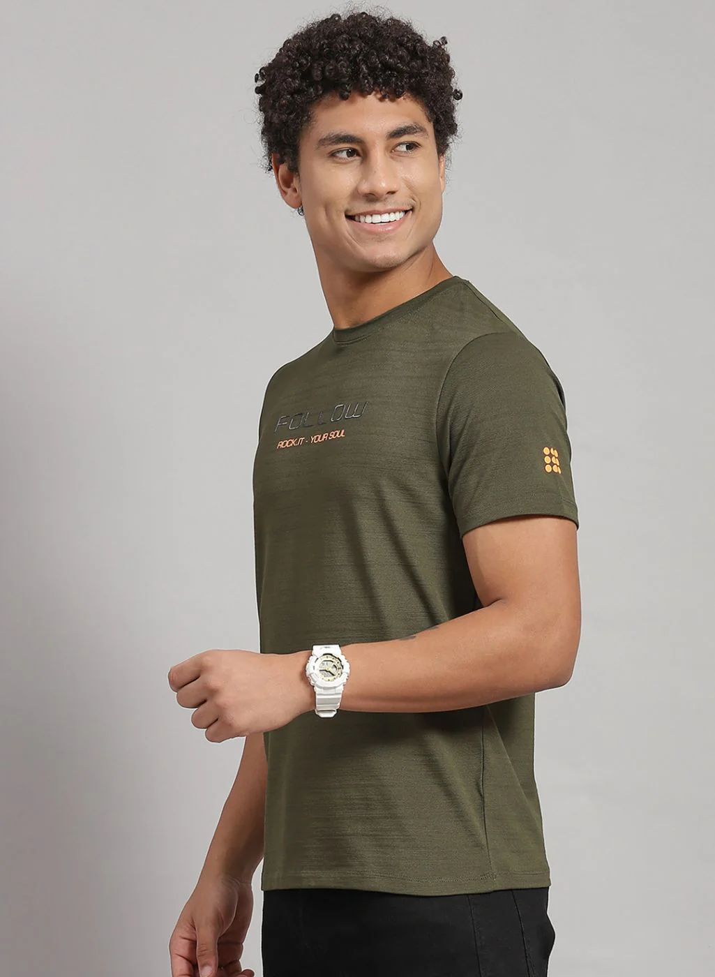 Rock.it Men Olive Printed T-Shirt - Image 2