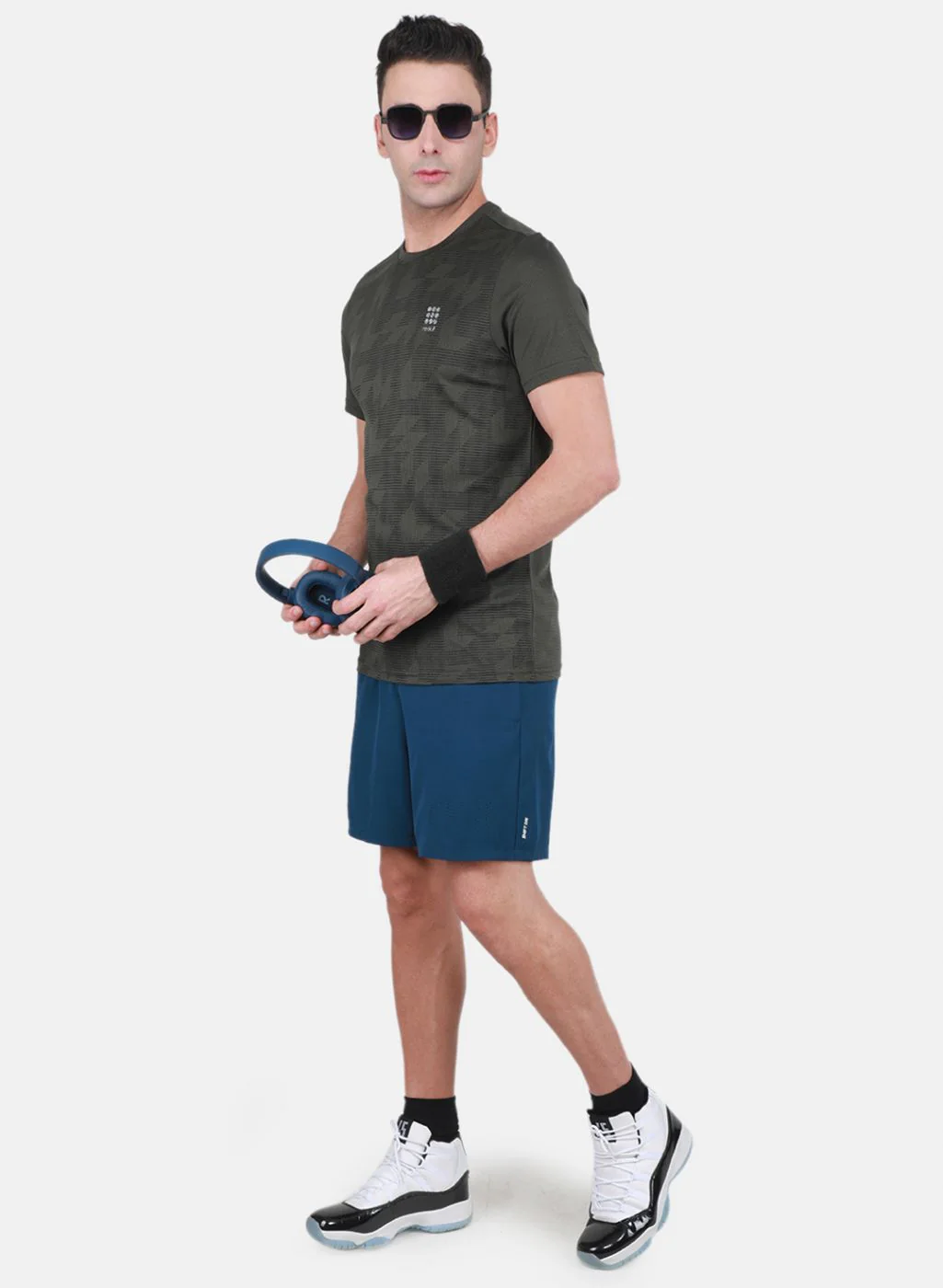 Rock.it Men Olive Self Design T-Shirt - Image 2