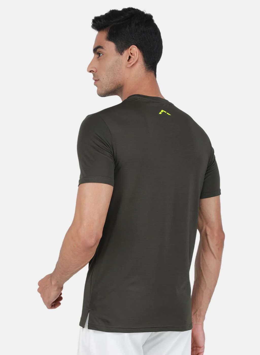 Rock.it Men Olive Self Design T-Shirt - Image 3