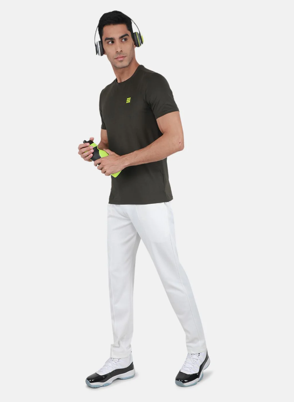 Rock.it Men Olive Self Design T-Shirt - Image 4