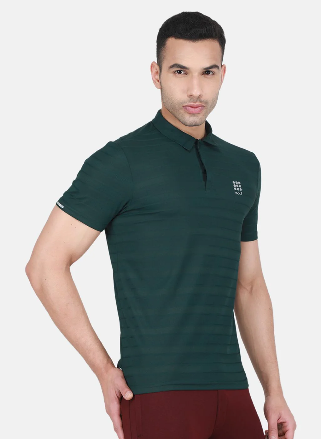 Rock.it Men Olive Self Design T-Shirt - Image 6
