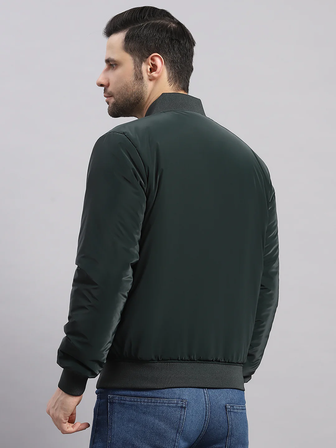 Rock.it Men Olive Solid Collar Full Sleeve Jacket - Image 5