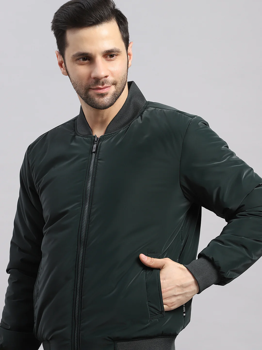 Rock.it Men Olive Solid Collar Full Sleeve Jacket - Image 7