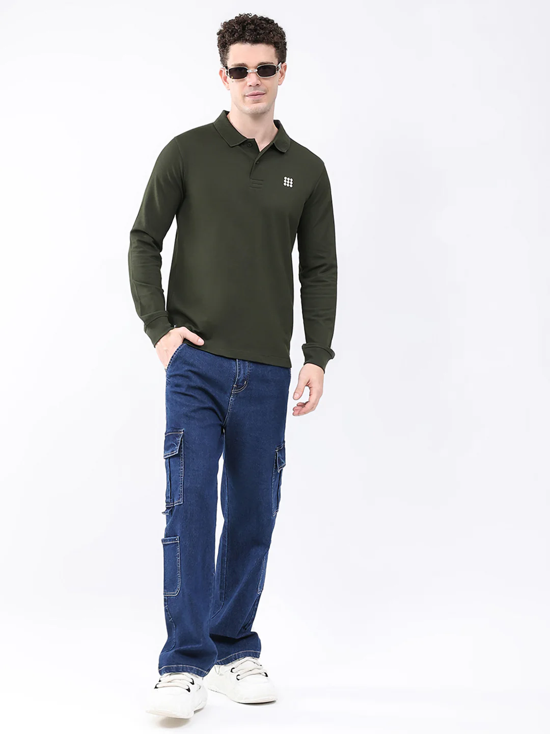 Rock.it Men Olive Solid Collar Full Sleeve Winter T-Shirt - Image 2