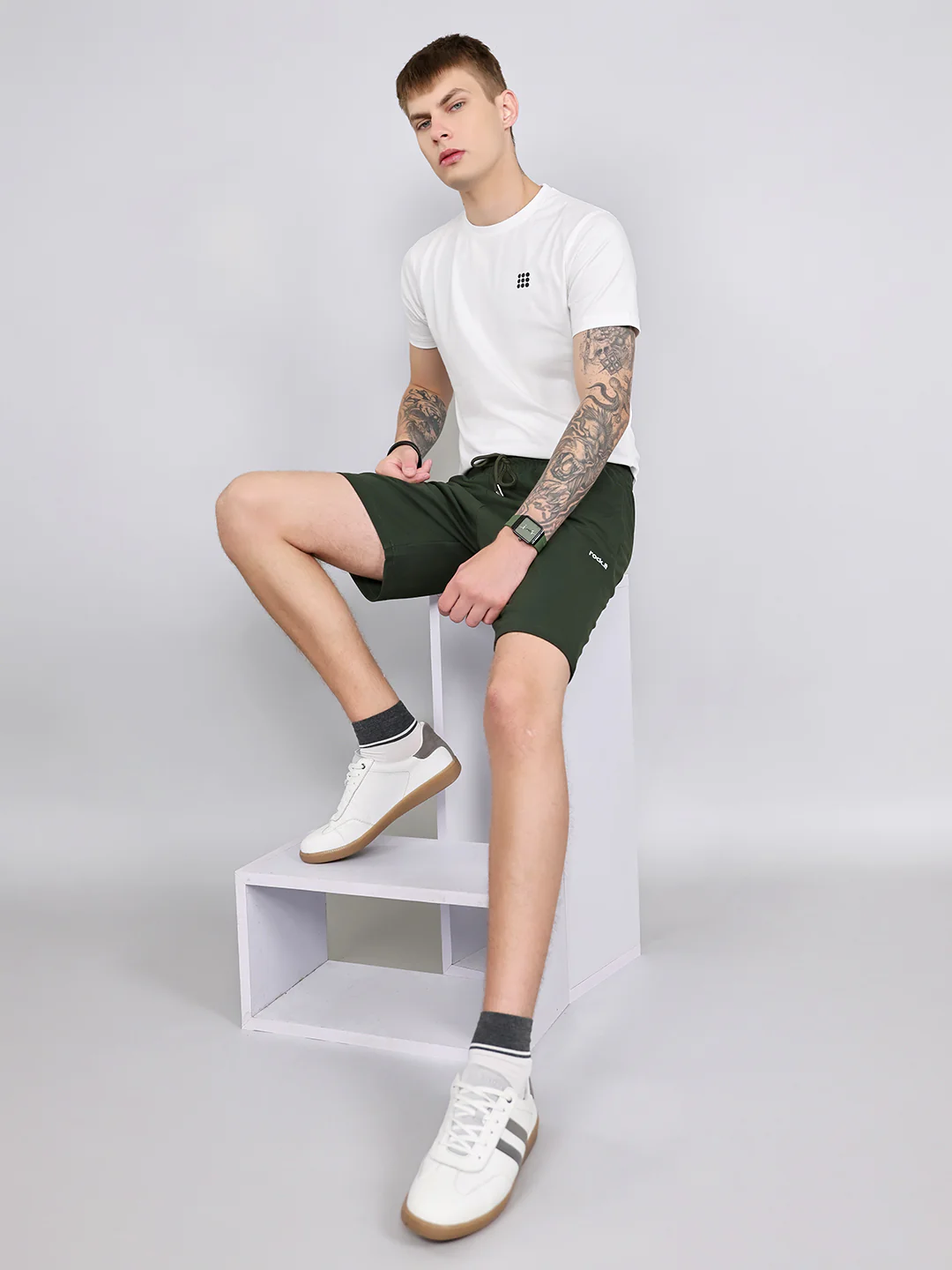 Rock.it Men Olive Solid Regular Fit Shorts - Image 6