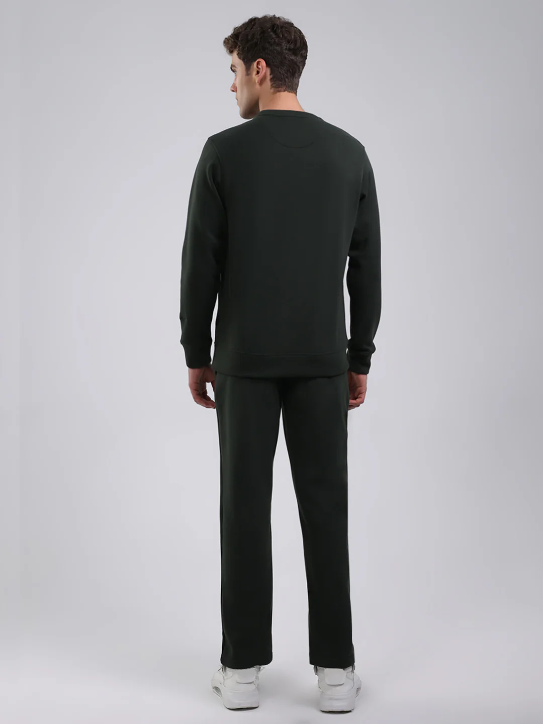 Rock.it Men Olive Solid Round Neck Full Sleeve Winter Tracksuit - Image 5
