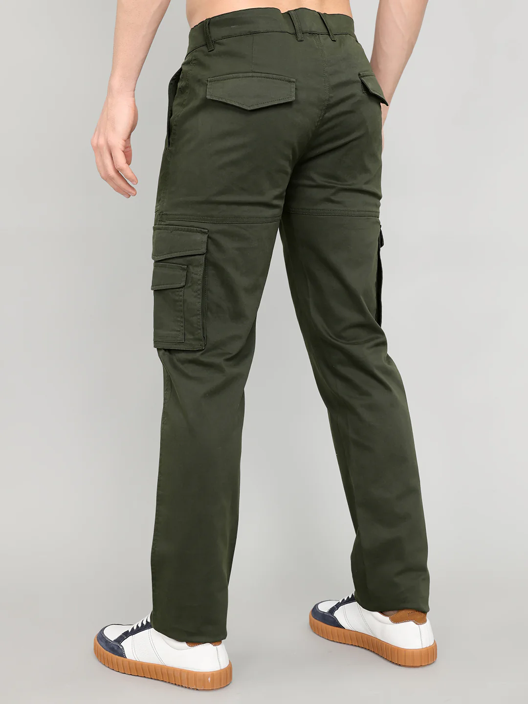Rock.it Men Olive Solid Slim Fit Cargo - Image 5