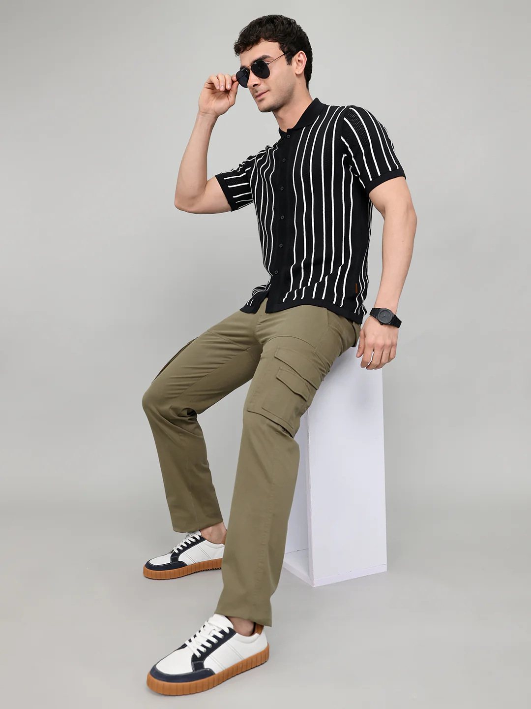 Rock.it Men Olive Solid Slim Fit Cargo - Image 6