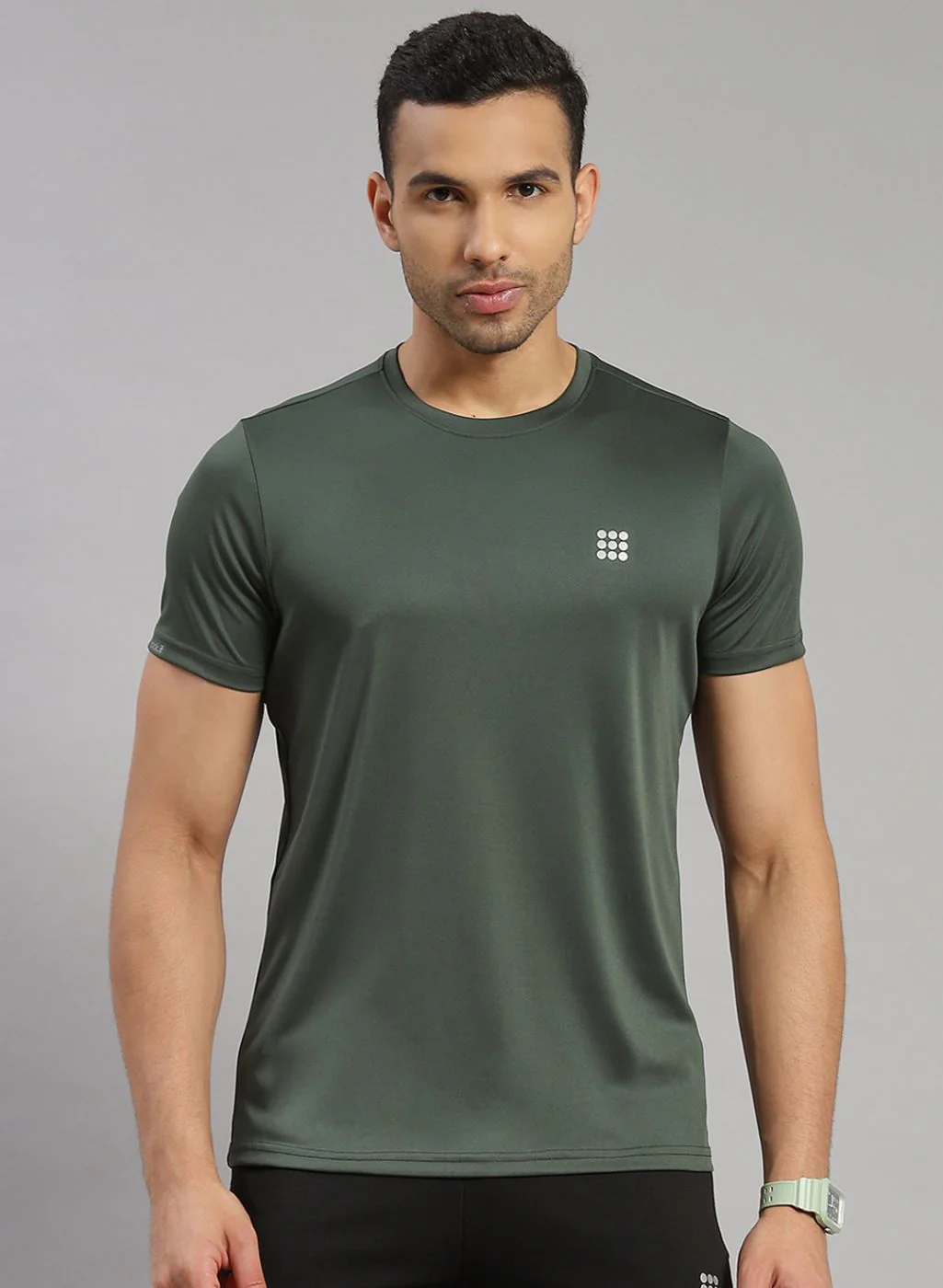 Rock.it Men Olive Solid T-Shirt - Image 2