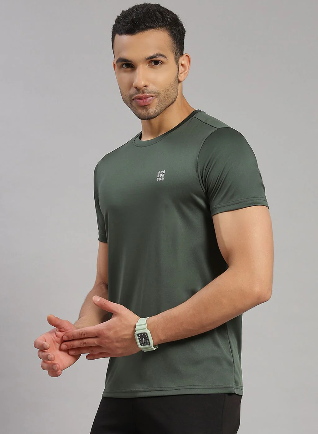 Rock.it Men Olive Solid T-Shirt - Image 3