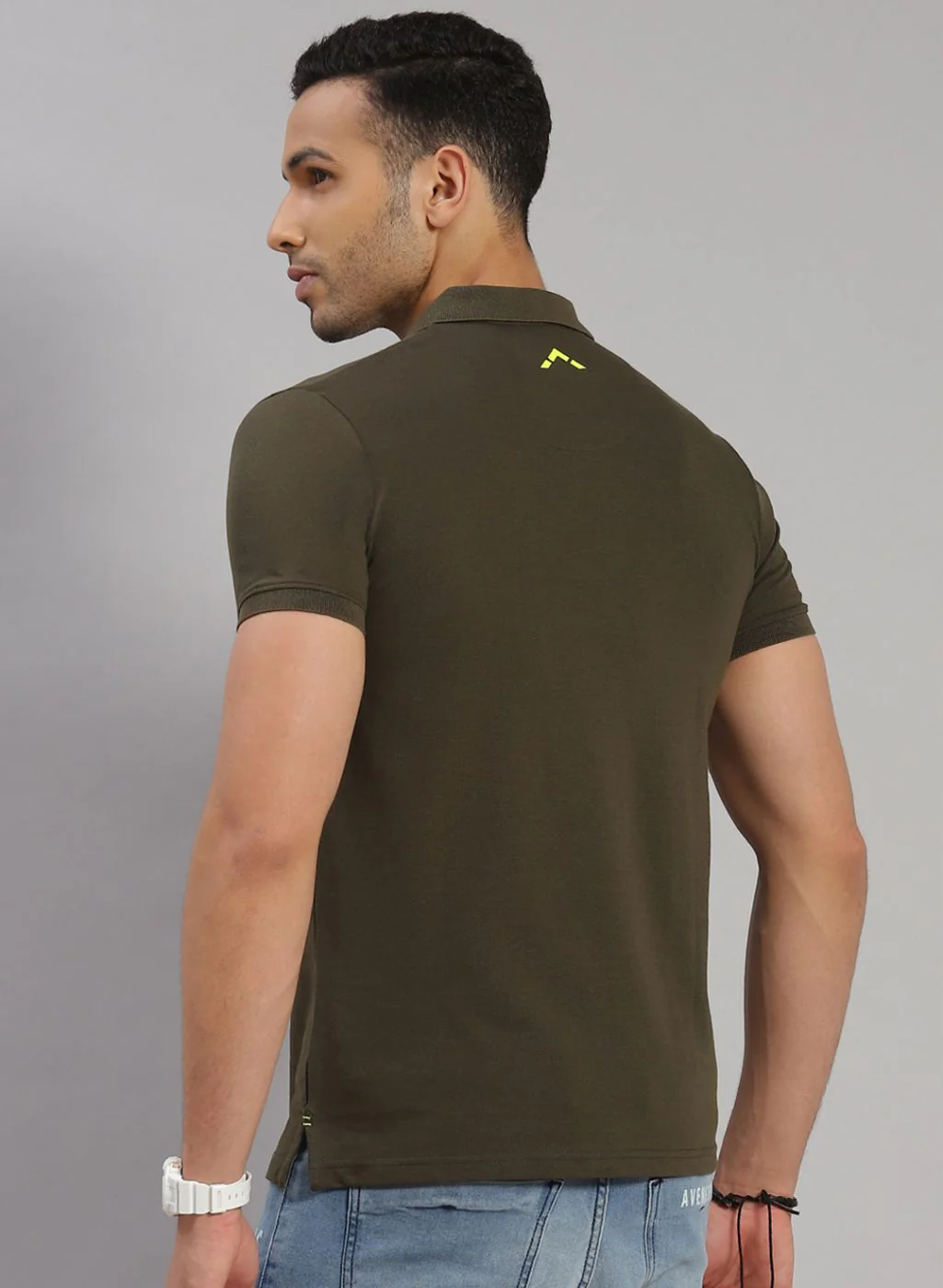 Rock.it Men Olive Solid T-Shirt - Image 5
