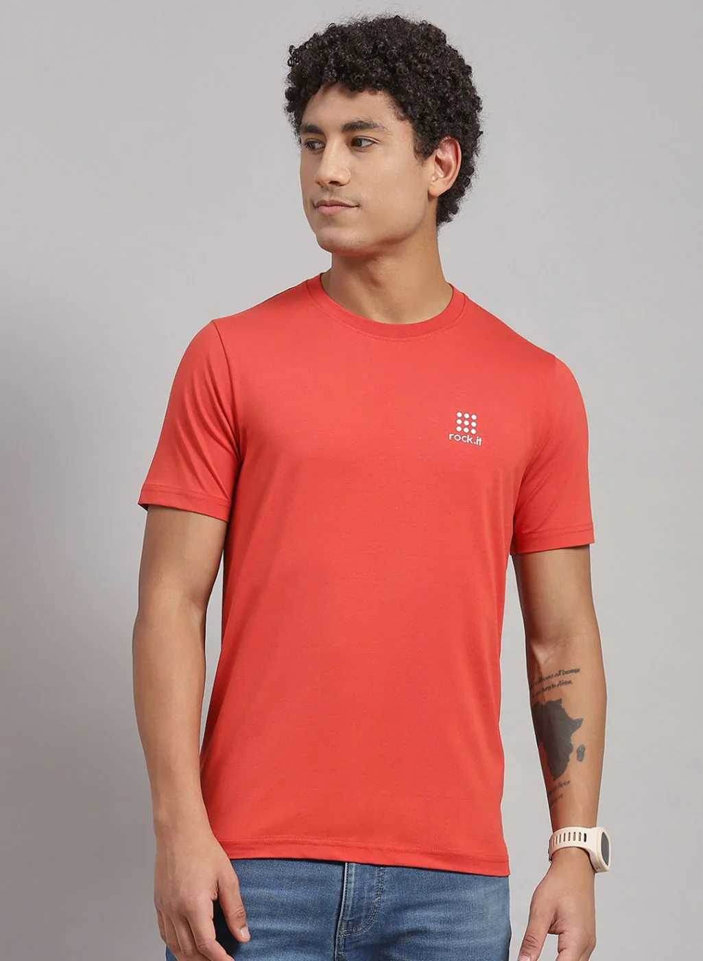 Rock.it Men Orange Solid T-Shirt 2 Pc - Image 2