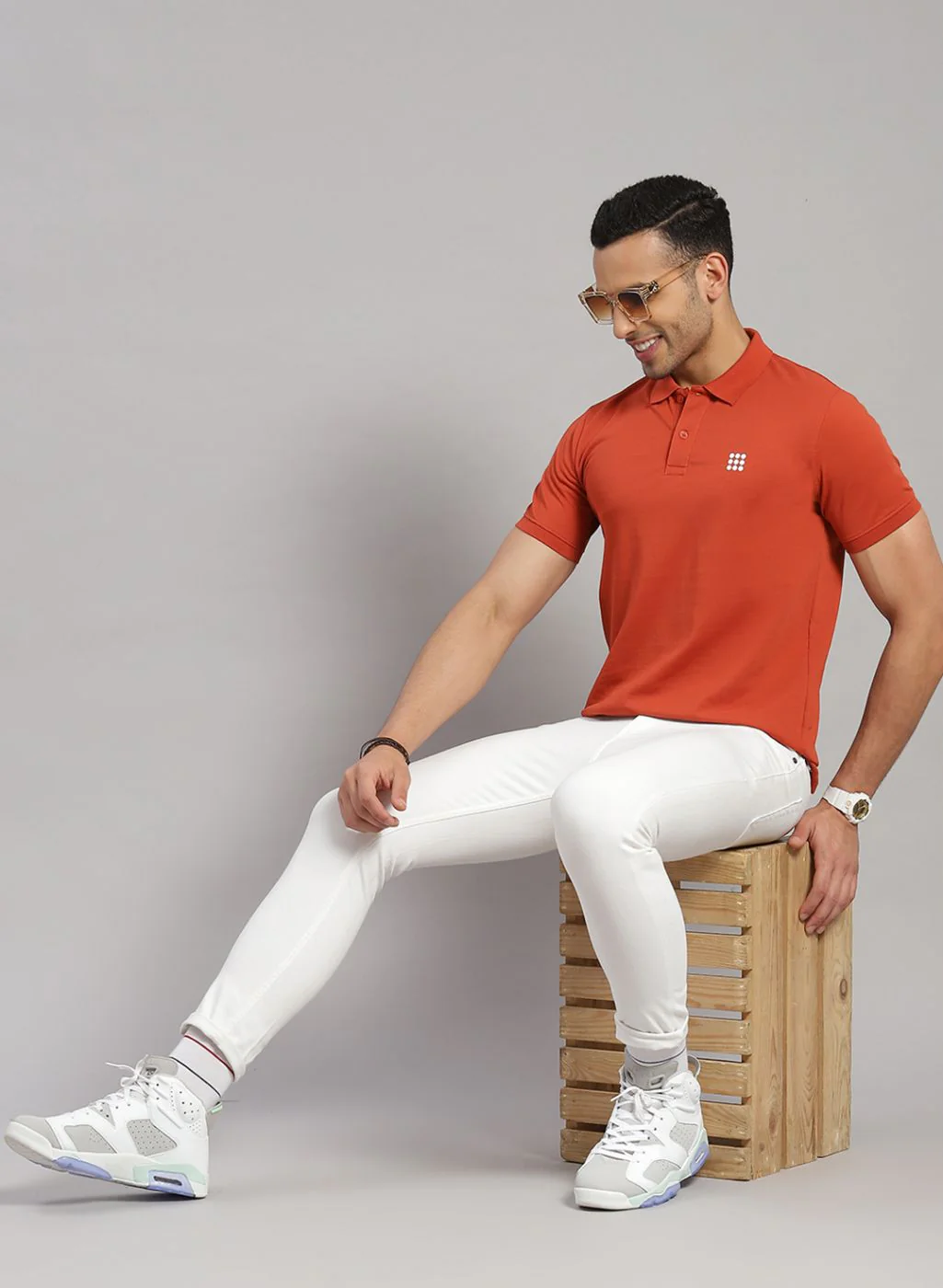 Rock.it Men Orange Solid T-Shirt - Image 2