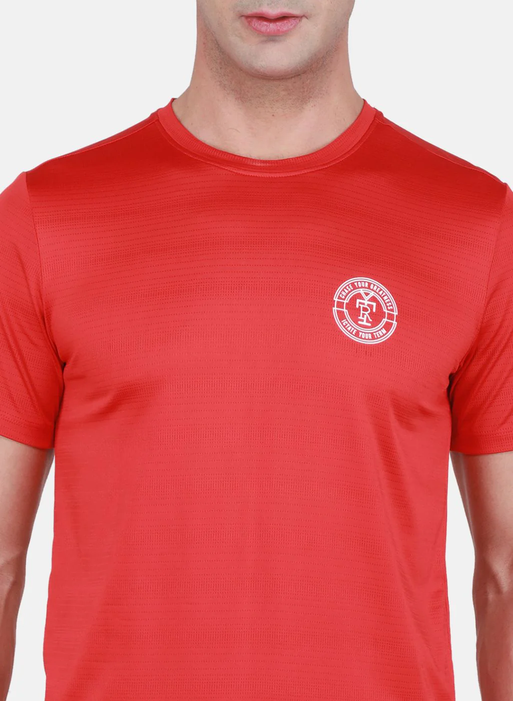 Rock.it Men Red Self Design T-Shirt - Image 5