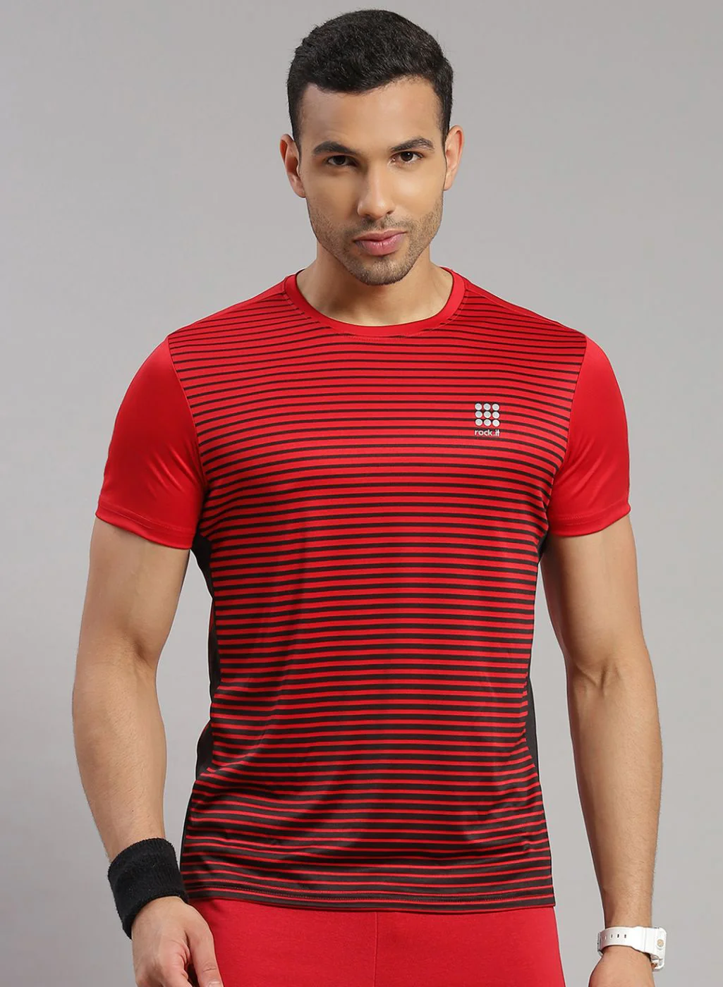 Rock.it Men Red Stripe T-Shirt - Image 2