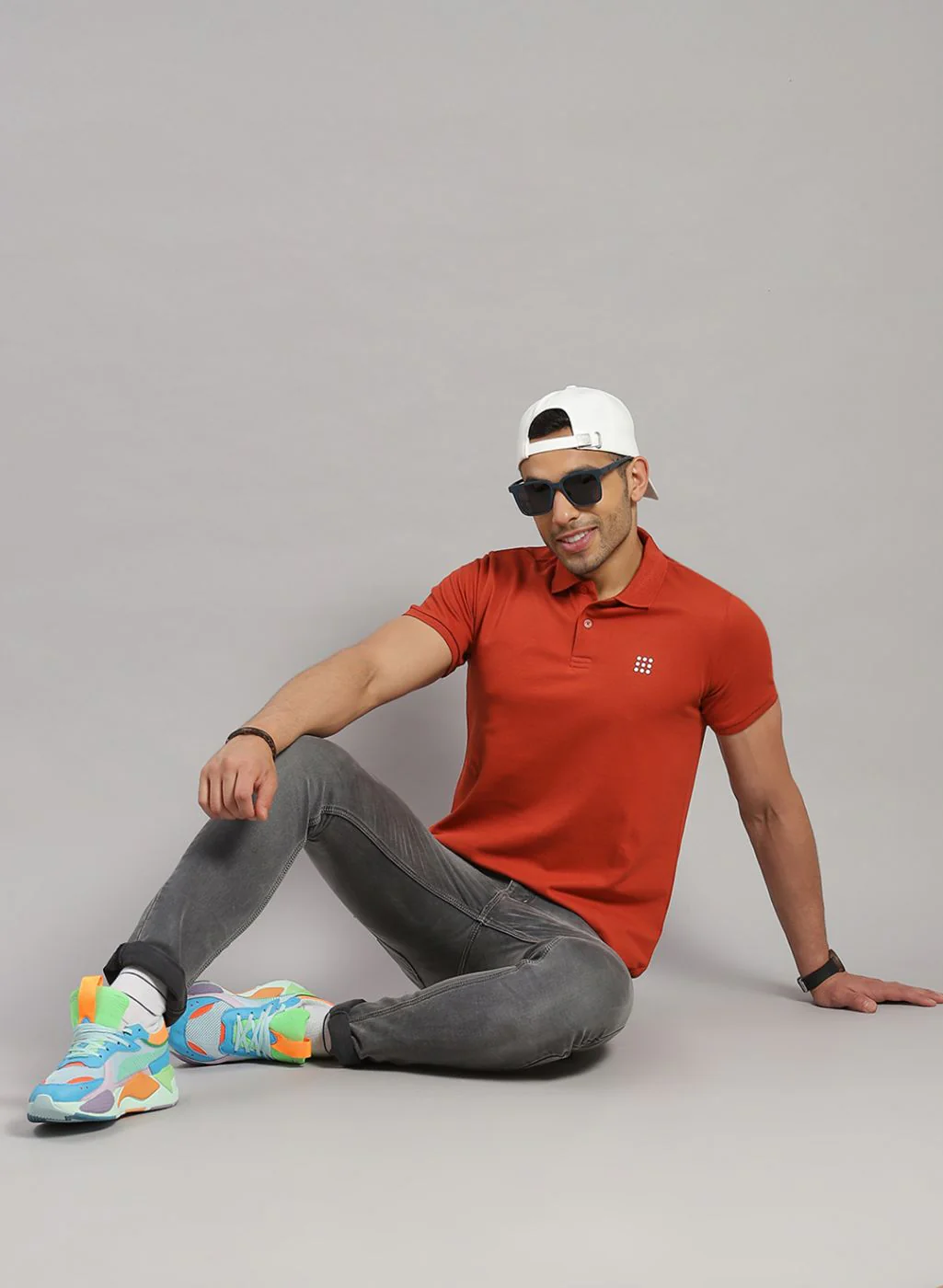 Rock.it Men Rust Orange Solid T-Shirt - Image 2