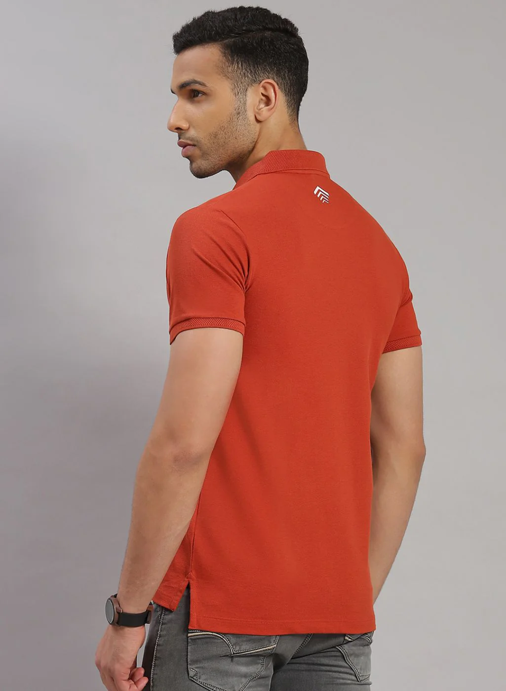 Rock.it Men Rust Orange Solid T-Shirt - Image 5