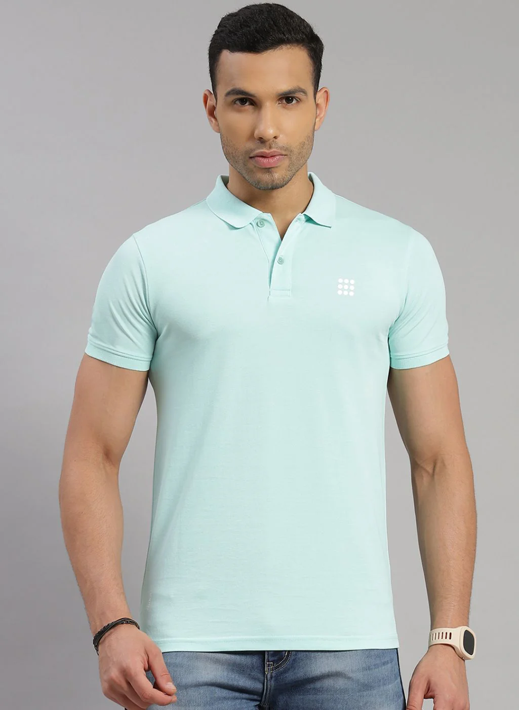 Rock.it Men Sea Blue Solid T-Shirt - Image 2