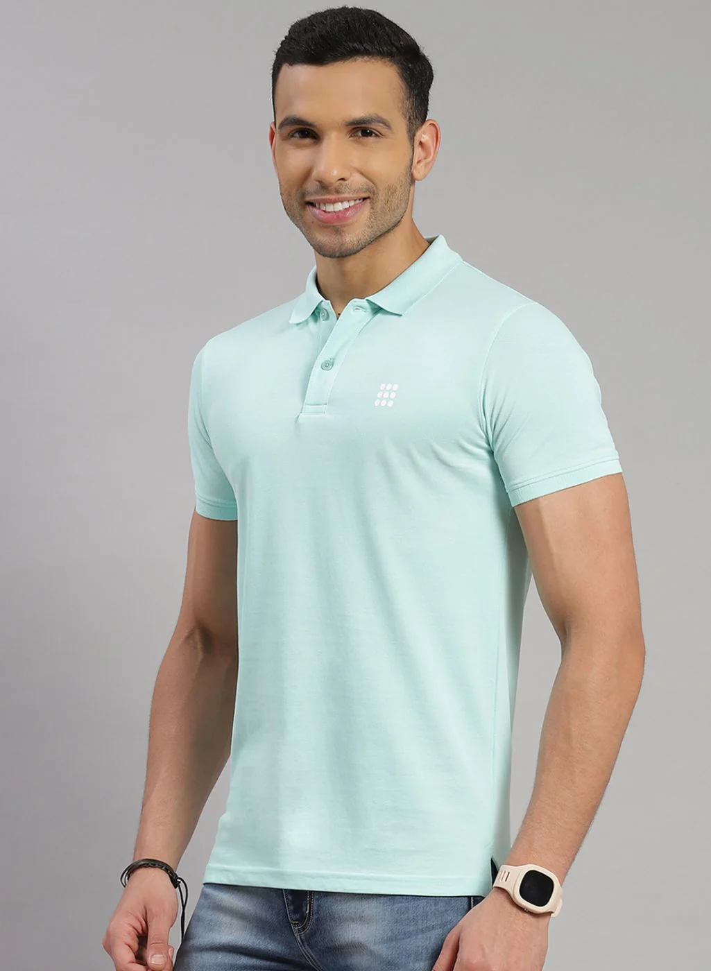 Rock.it Men Sea Blue Solid T-Shirt - Image 3