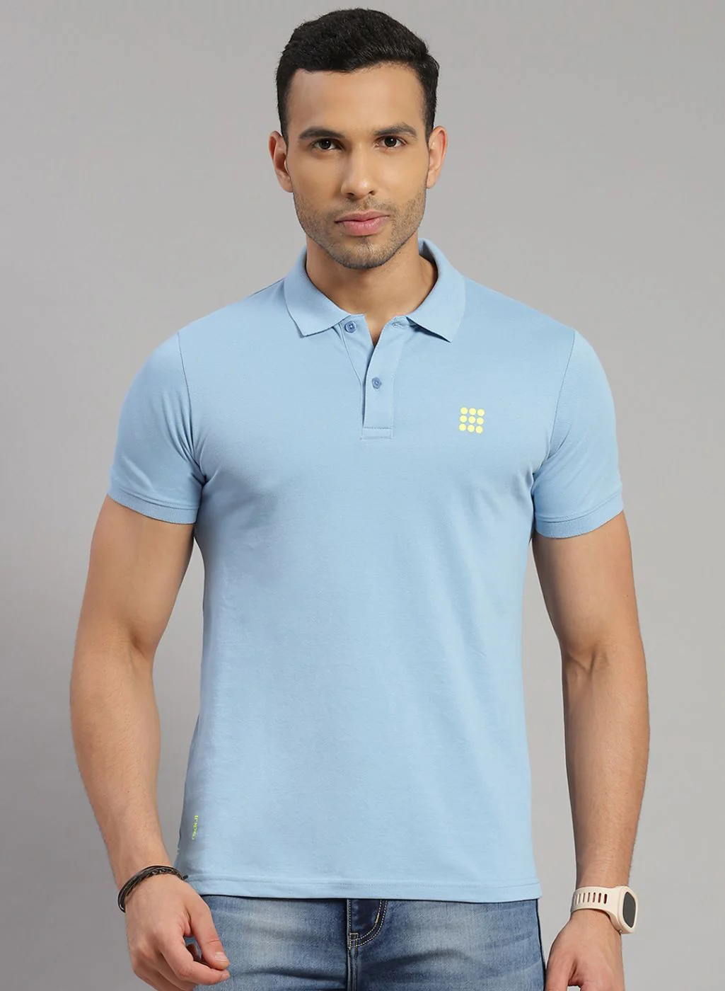 Rock.it Men Sky Blue Solid T-Shirt - Image 2