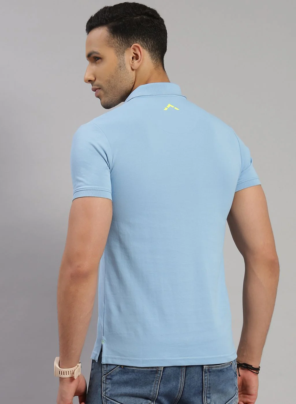 Rock.it Men Sky Blue Solid T-Shirt - Image 5