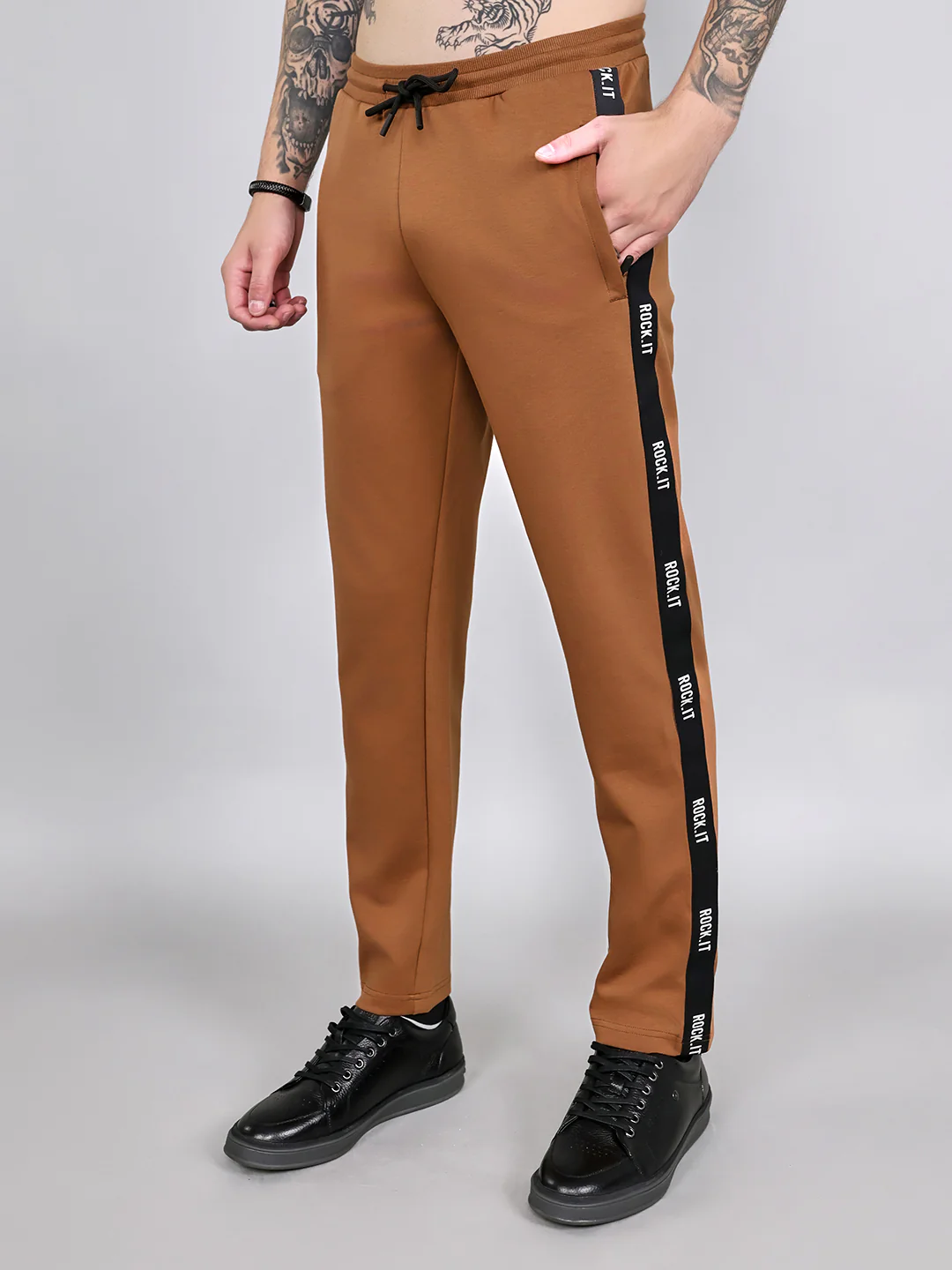 Rock.it Men Tan Solid Smart Fit Lower - Image 3