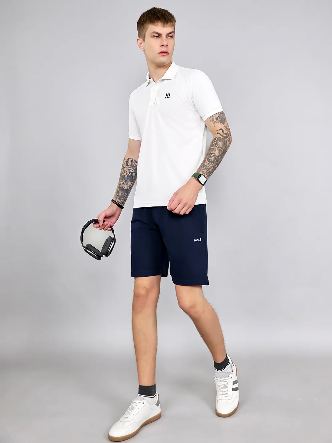 Rock.it Men White Solid Collar Half Sleeve T-Shirt - Image 6