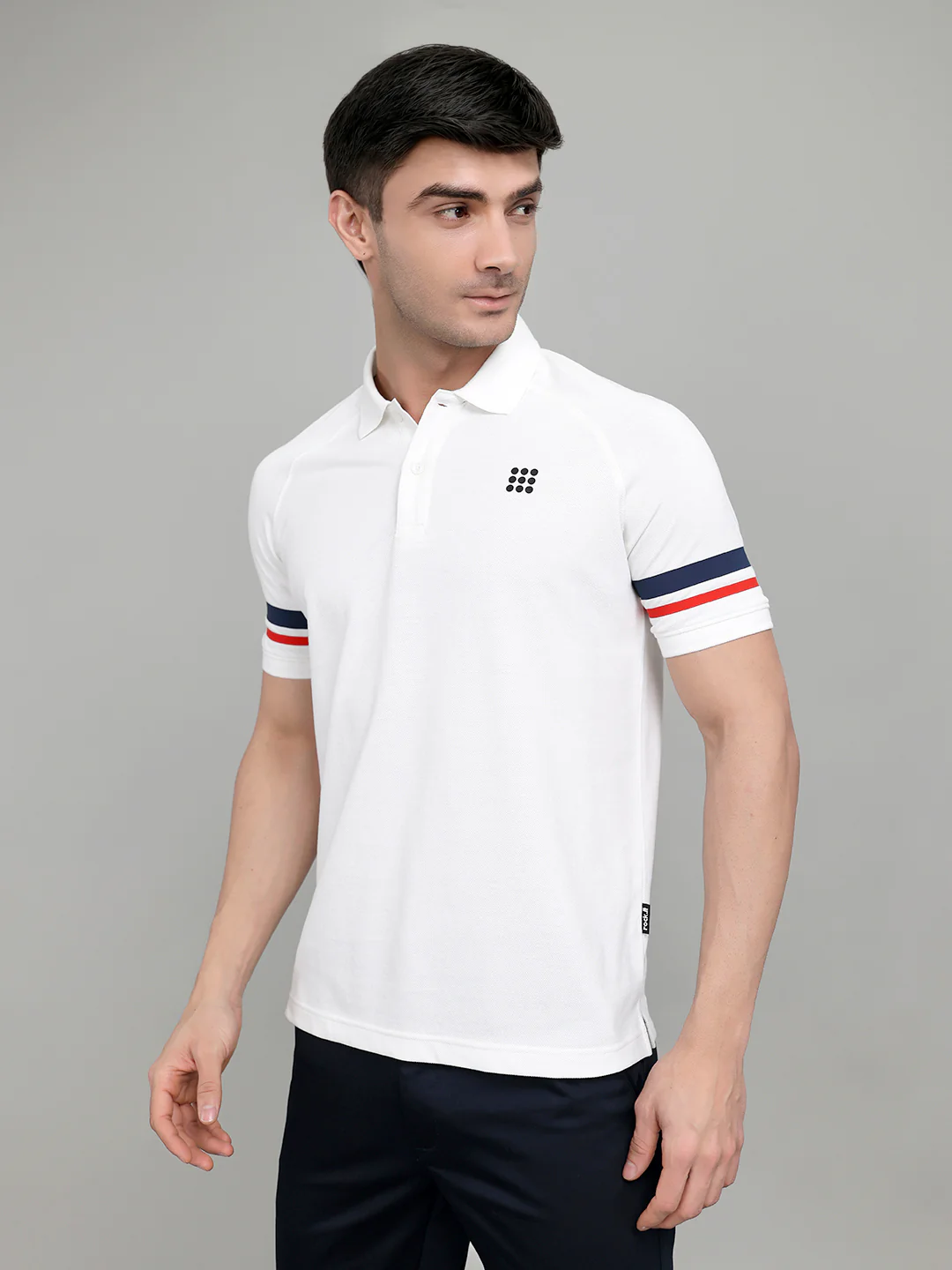Rock.it Men White Solid Collar Half Sleeve T-Shirt - Image 2