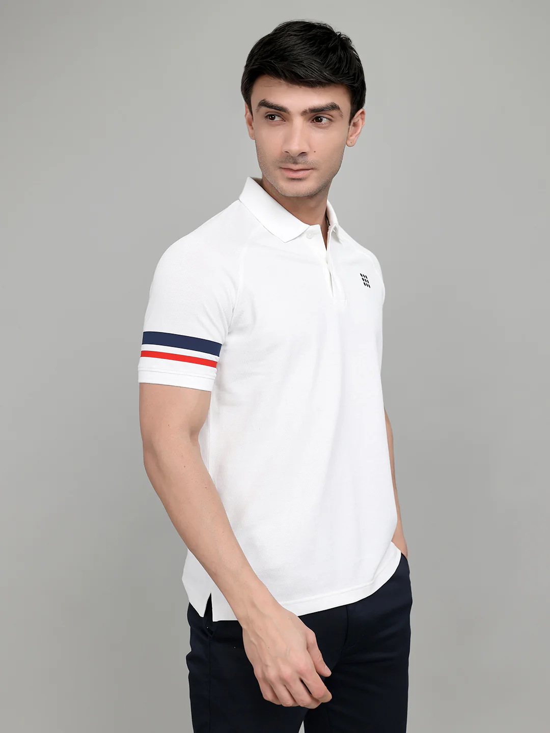 Rock.it Men White Solid Collar Half Sleeve T-Shirt - Image 3