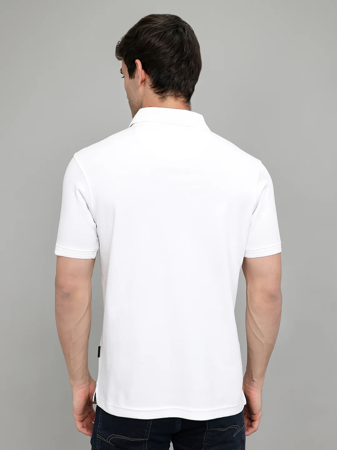 Rock.it Men White Solid Collar Half Sleeve T-Shirt - Image 4