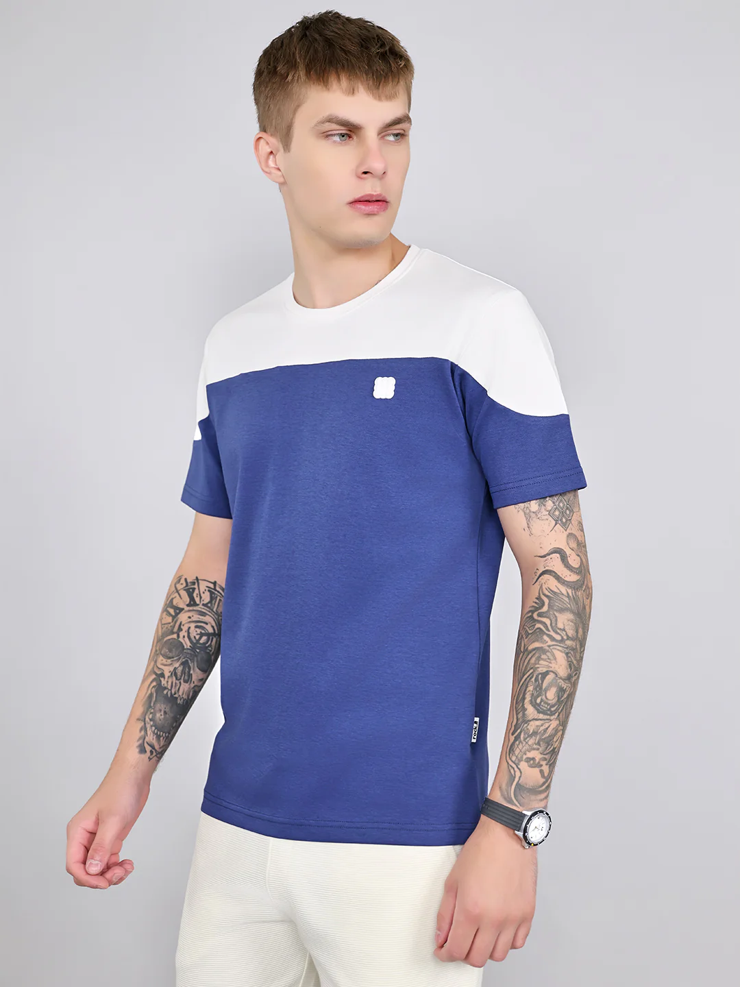 Rock.it Men White Solid Round Neck Half Sleeve T-Shirt - Image 2