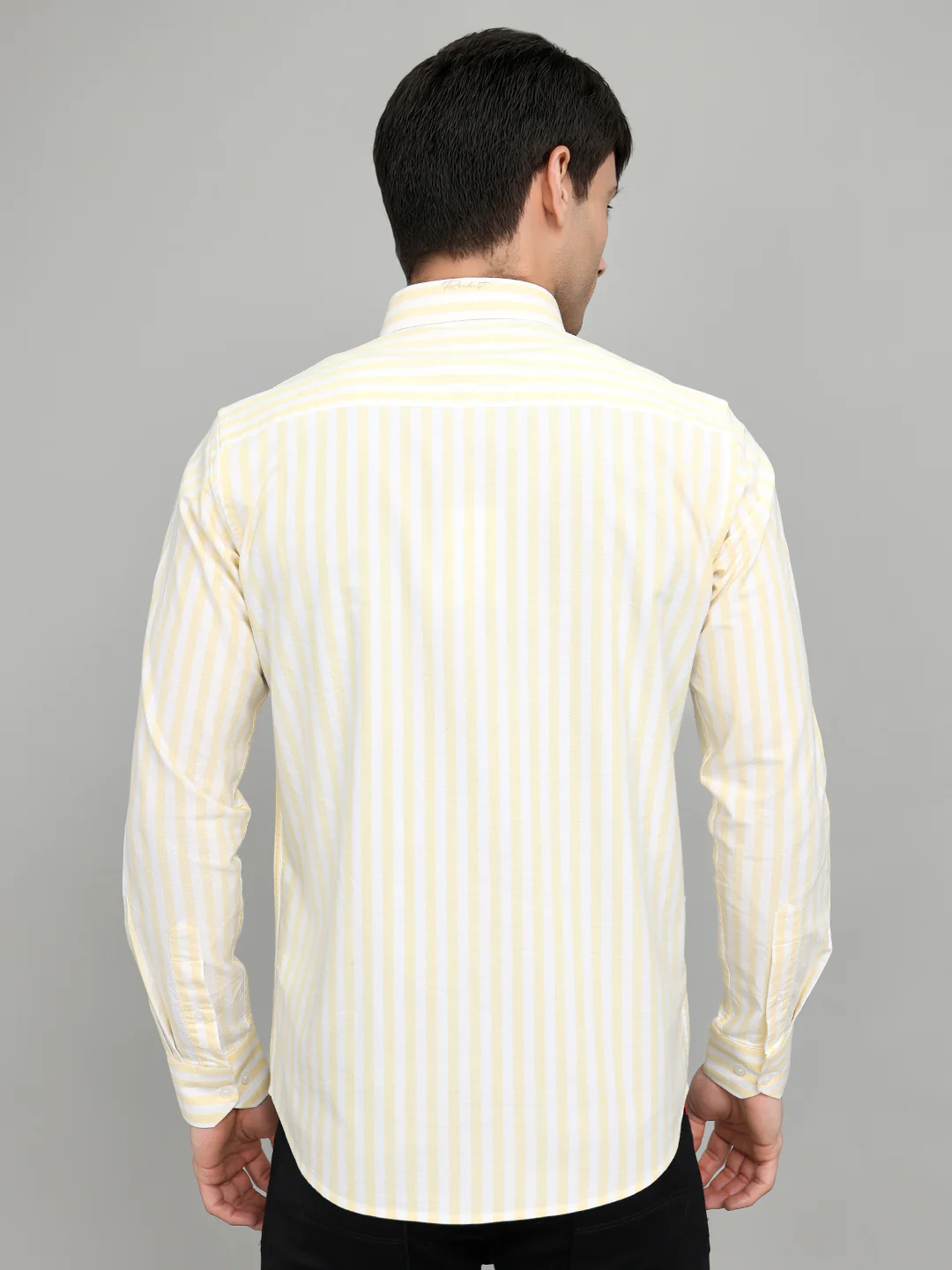 Rock.it Men Yellow Stripe Collar Full Sleeve Shirt - Image 4