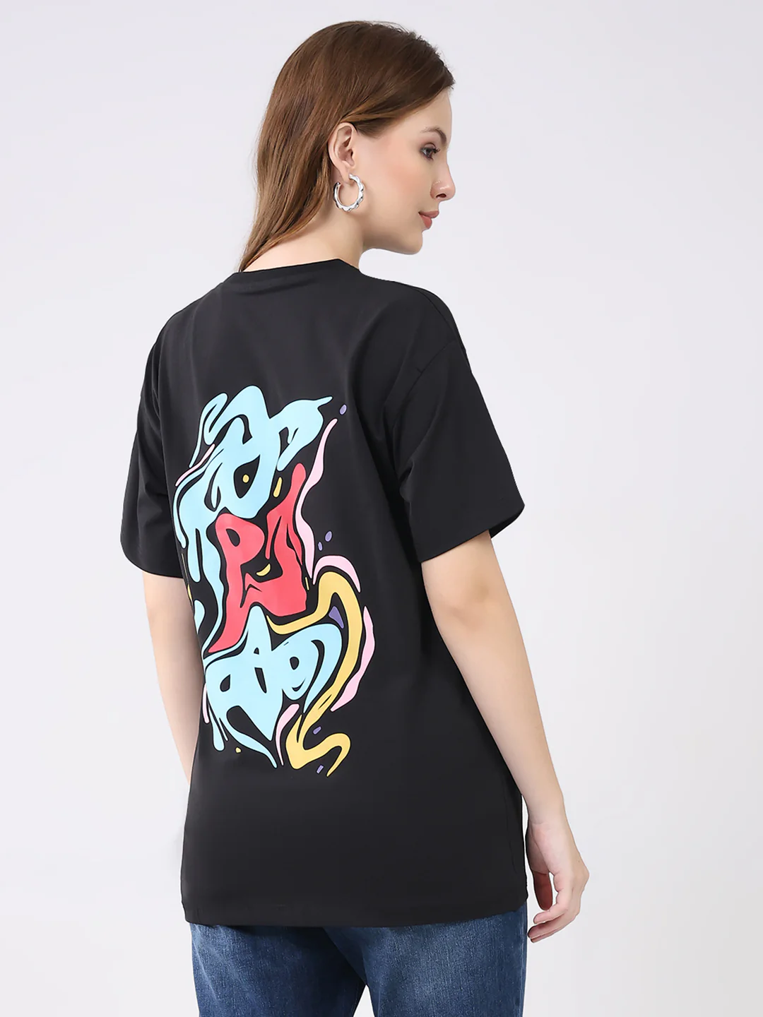 Rock.it Women Black Printed Round Neck Half Sleeve Top - Image 5