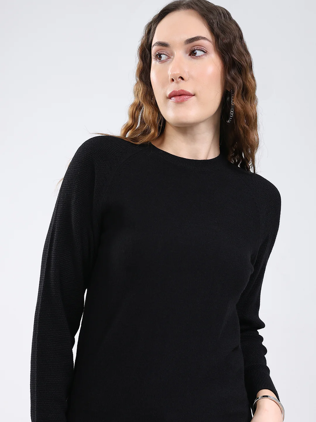 Rock.it Women Black Solid Round Neck Full Sleeve Pullover - Image 7