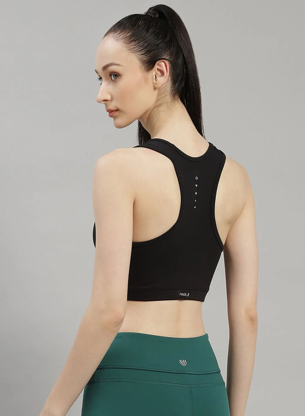 Rock.it Women Black Solid Sports Bra - Image 4