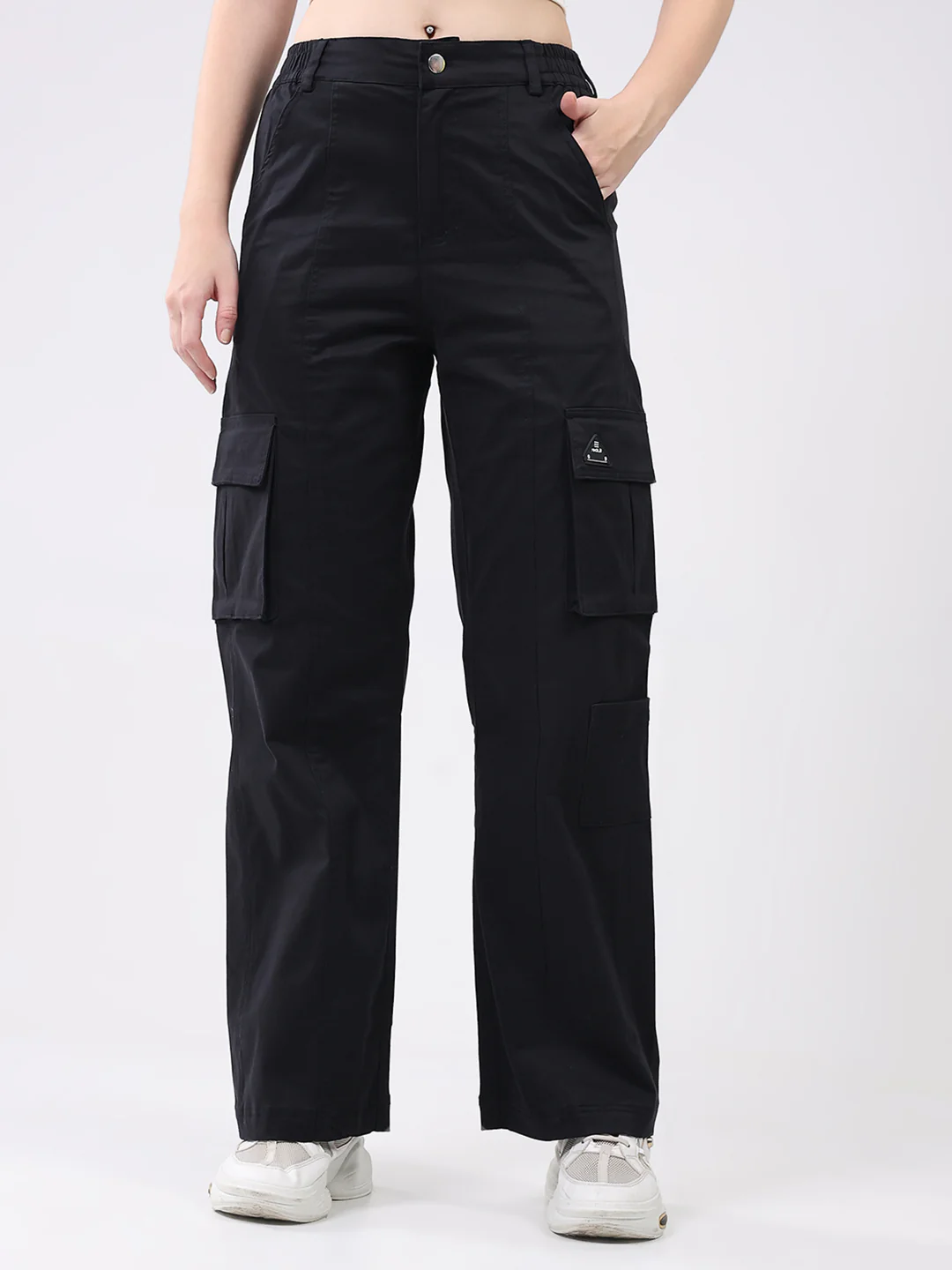Rock.it Women Black Solid Straight Fit Cargo