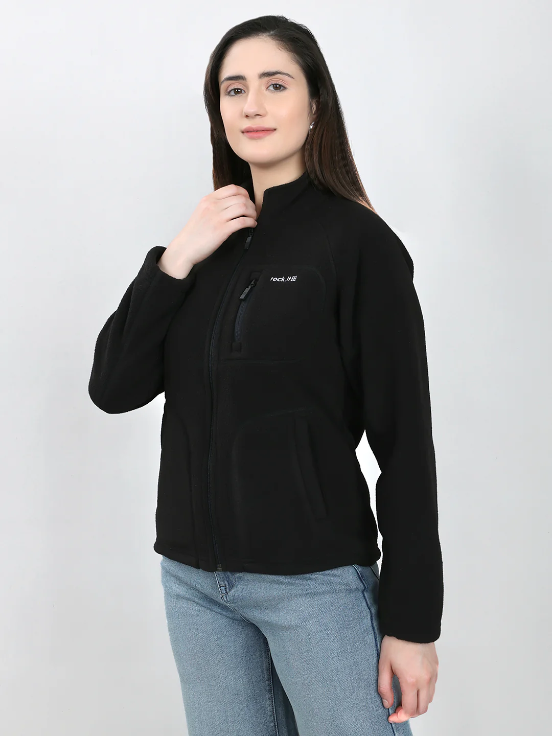 Rock.it Women Black Solid Turtle Neck Full Sleeve Sweatshirt - Image 2