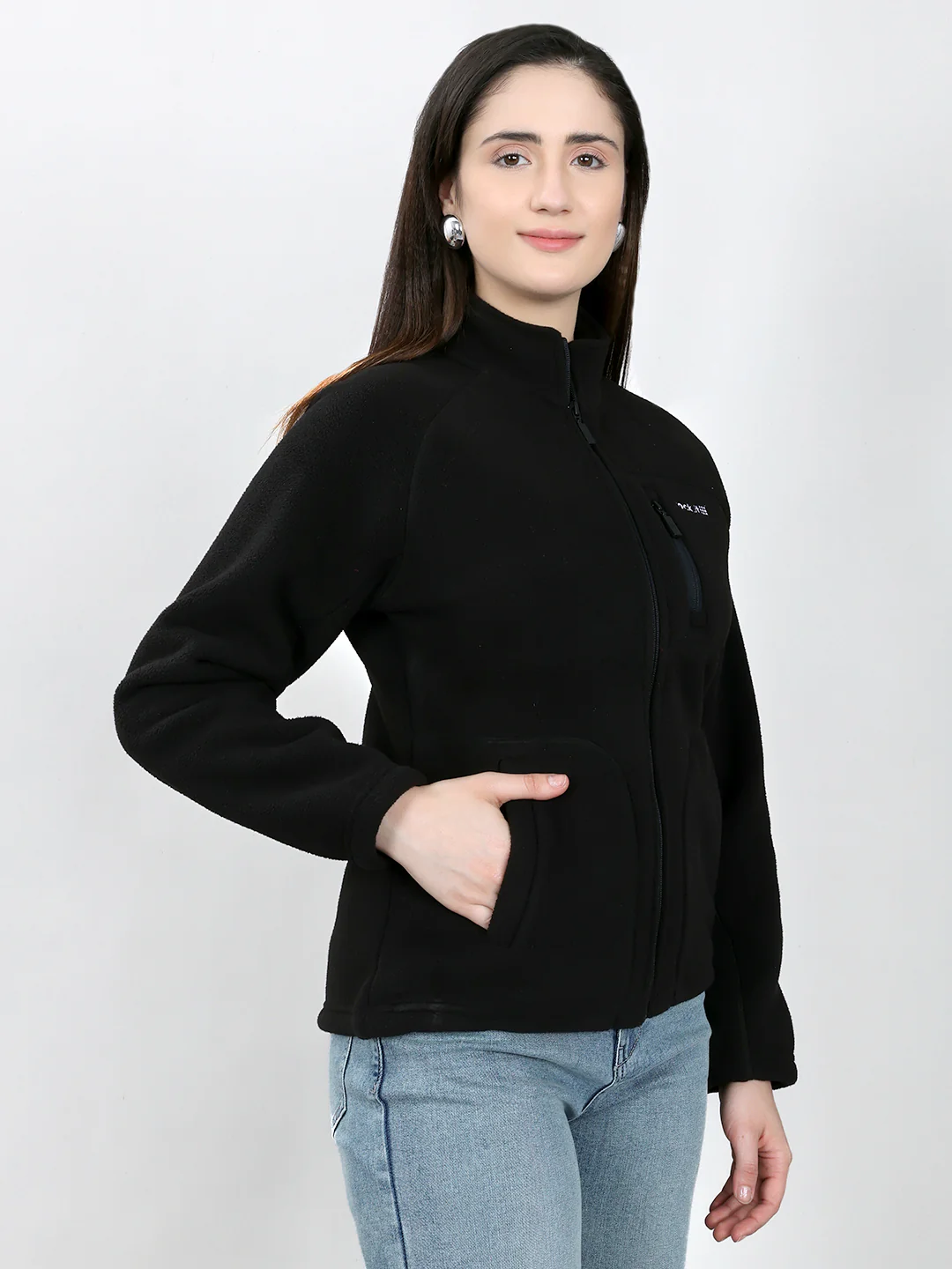 Rock.it Women Black Solid Turtle Neck Full Sleeve Sweatshirt - Image 3